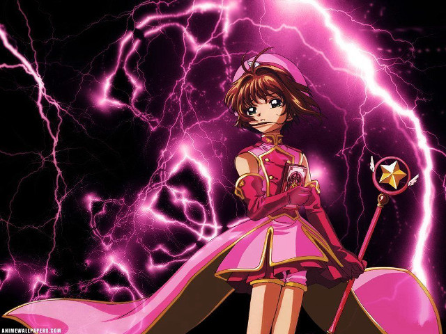Pink dress girl lightning magic #2 free wallpaper - medium preview image