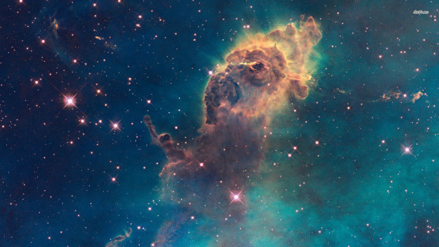Starry cluster blue green space free wallpaper - medium preview image