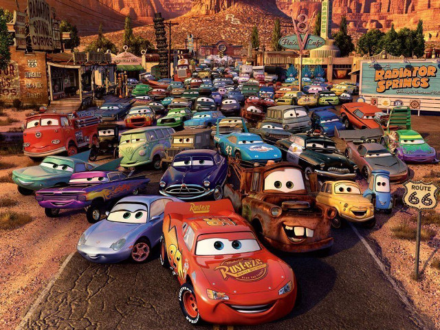 Cars parking lot mountain range free wallpaper - medium preview image