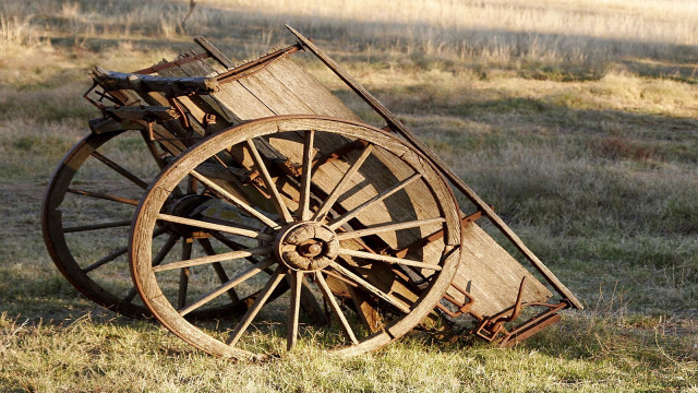 Wooden wagon field grass weeds free wallpaper - medium preview image