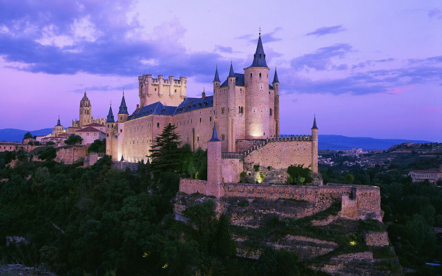 Castle clocktower dusk purple sky free wallpaper - medium preview image
