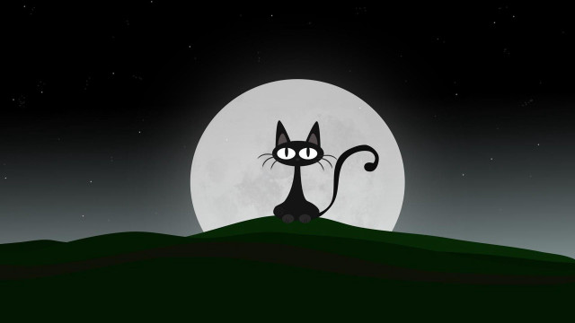 Black cat hill full moon free wallpaper - medium preview image