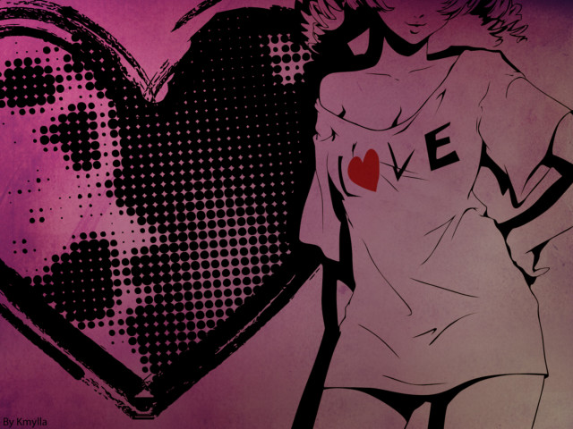 Woman heart wall pink background free wallpaper - medium preview image