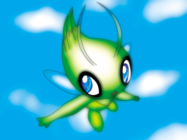 Green bird flying clouds blue free wallpaper - medium preview image
