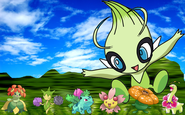 Pokemon group field sky clouds free wallpaper - medium preview image