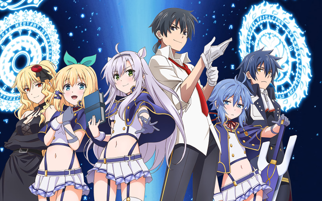 Anime girls group blue background #2 free wallpaper for desktop - medium preview image