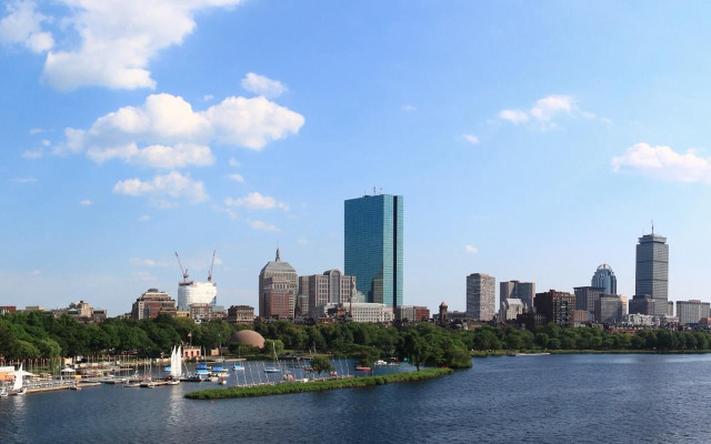 City skyline river bridge crossing #2 free wallpaper - medium preview image