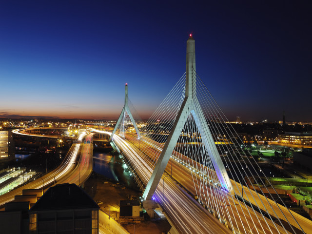 High bridge night city lights free wallpaper for desktop - medium preview image