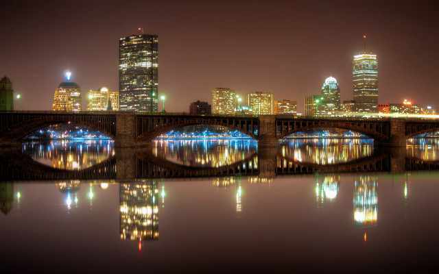 Bridge river city skyline night #2 free wallpaper - medium preview image