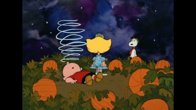 Cartoon character pumpkin field dog free wallpaper - medium preview image