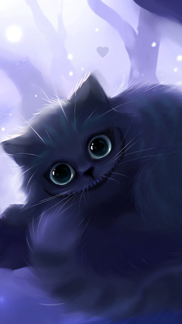 Black cat creepy face tree free wallpaper - medium preview image