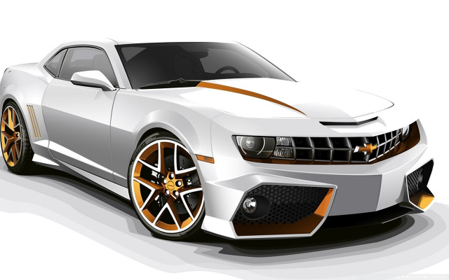 White car orange stripes hood #2 free wallpaper - medium preview image