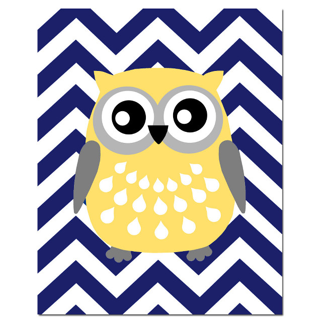 Yellow owl big eyes chevron free wallpaper - medium preview image