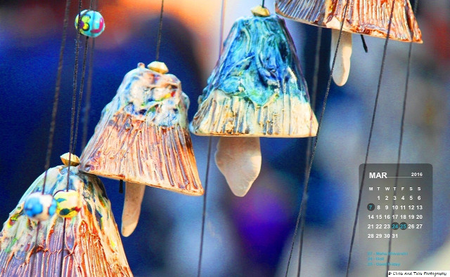 Calendar colorful objects hanging bird free wallpaper - medium preview image