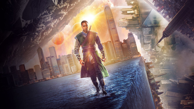 Man walking city bright light free wallpaper - medium preview image