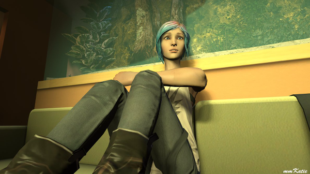 Woman sitting bench legs crossed #3 free wallpaper - medium preview image