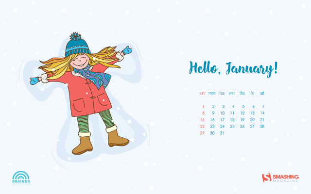Calendar girl red coat blue free wallpaper - medium preview image