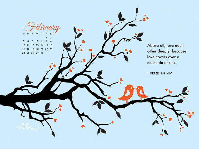 Calendar tree birds branch leaves free wallpaper - medium preview image
