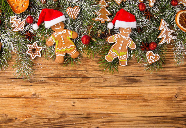 Wooden table christmas cookies decorations free wallpaper - medium preview image