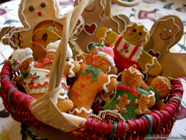 Gingerbread cookies holiday treats tablecloth free wallpaper - medium preview image