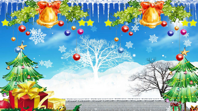 Christmas tree presents bells snowflakes free wallpaper - medium preview image