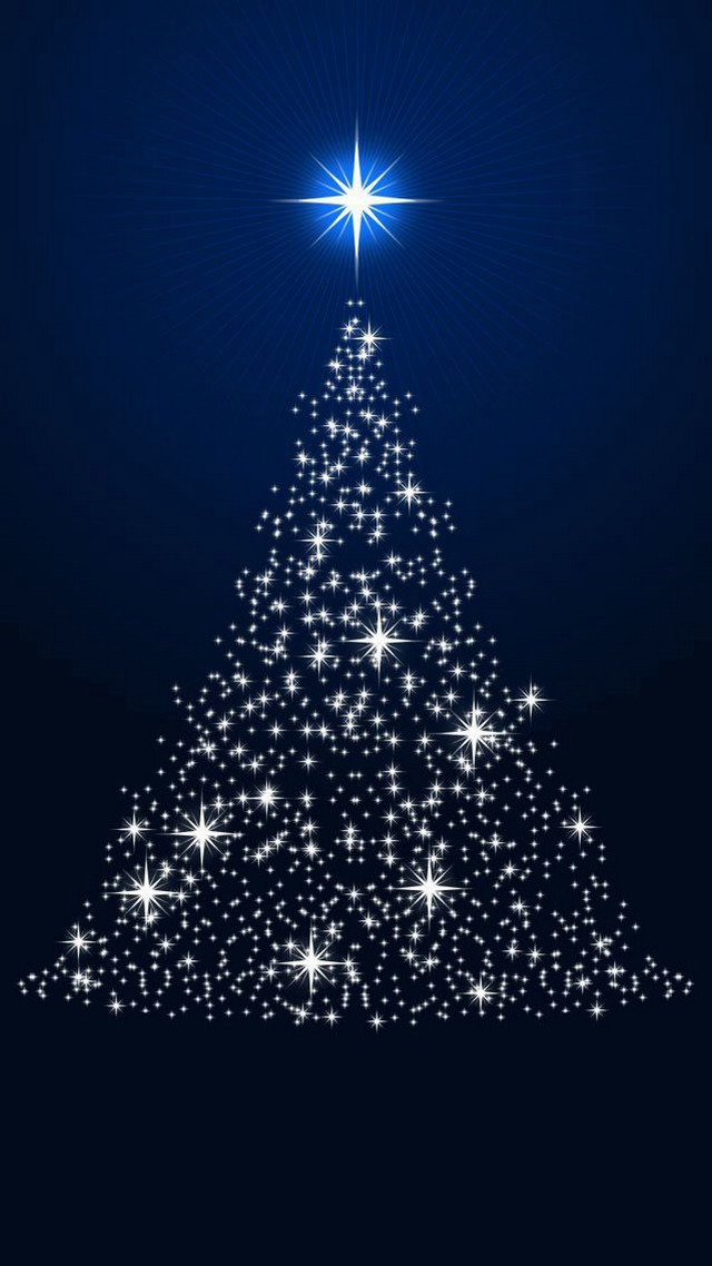 Christmas tree star blue background free wallpaper - medium preview image