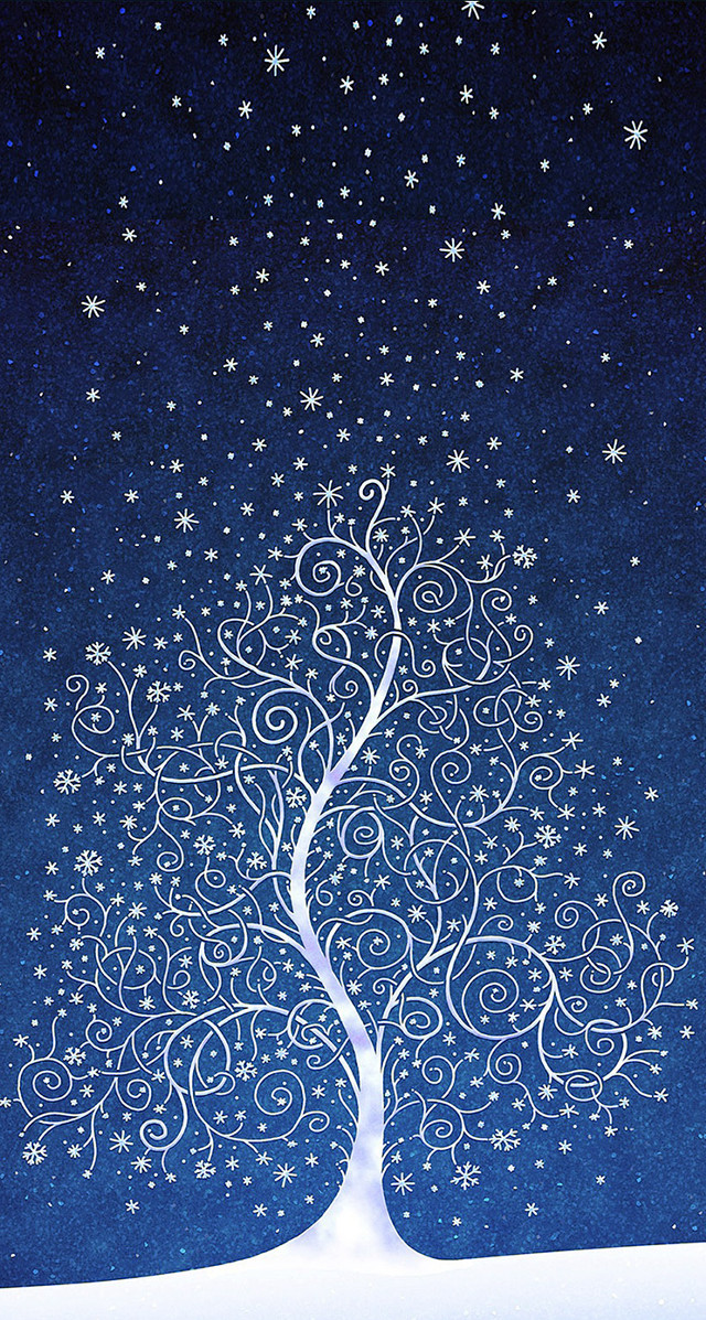 Tree snow stars sky blue free wallpaper - medium preview image