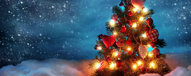 Christmas tree snow lights blue free wallpaper - medium preview image