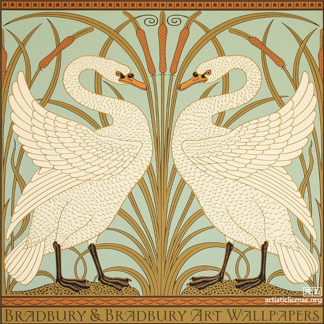 Swans decorative pattern wallpaper reeds free wallpaper - medium preview image