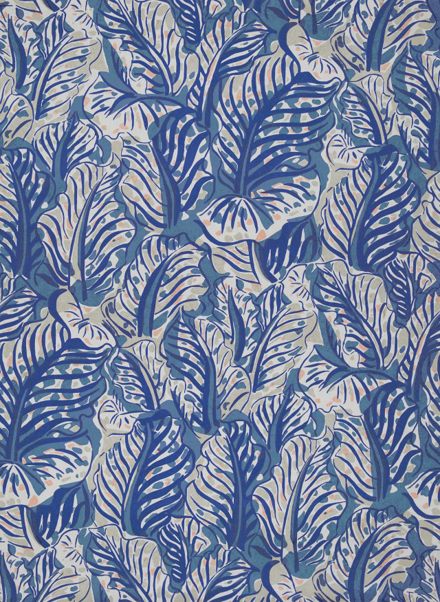 Blue white leaf pattern design free wallpaper - medium preview image