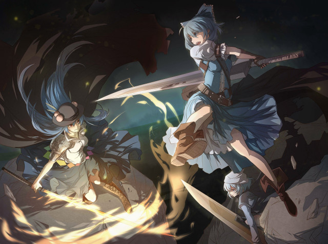 Anime fight swords demon background free wallpaper - medium preview image