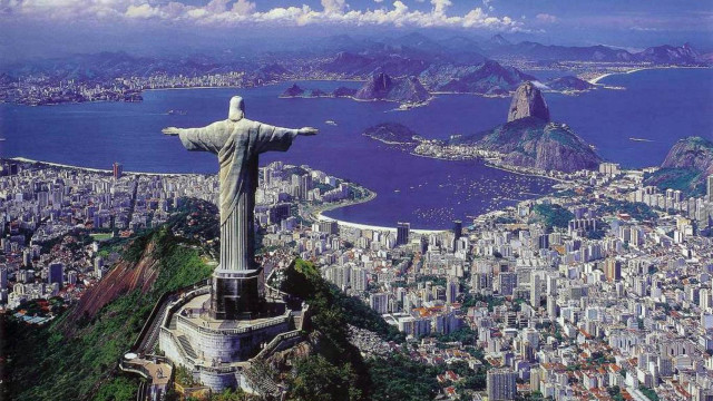 Christ statue overlooking city ocean #5 free wallpaper - medium preview image