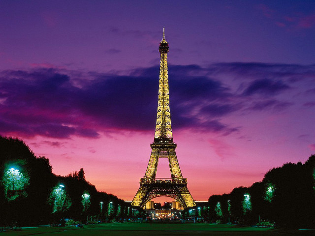 Eiffel tower night purple sky #3 free wallpaper - medium preview image
