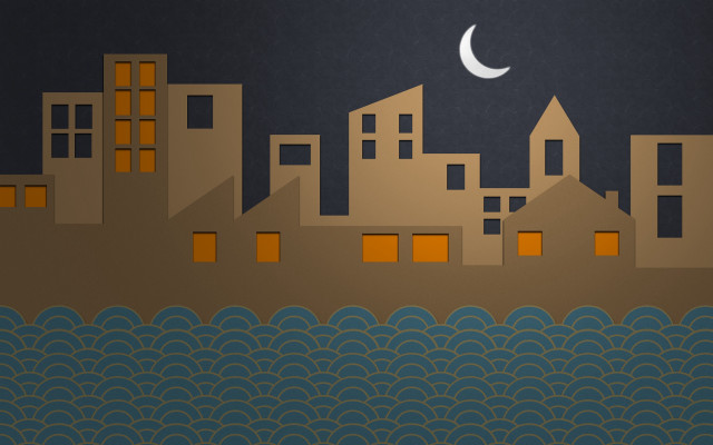 City halfmoon wave water sky free wallpaper - medium preview image
