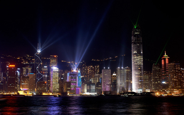 City skyline night bright lights free wallpaper - medium preview image