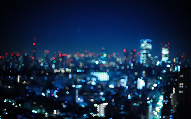 City night lights buildings sky free wallpaper - medium preview image