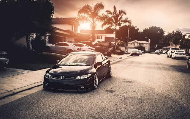 Car parked road street sign free wallpaper - medium preview image