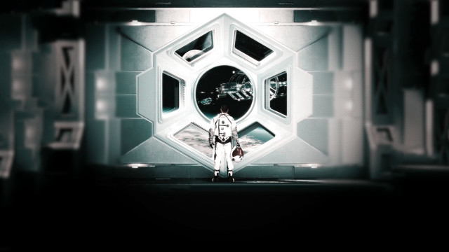Man standing futuristic window afrofuturism free wallpaper - medium preview image