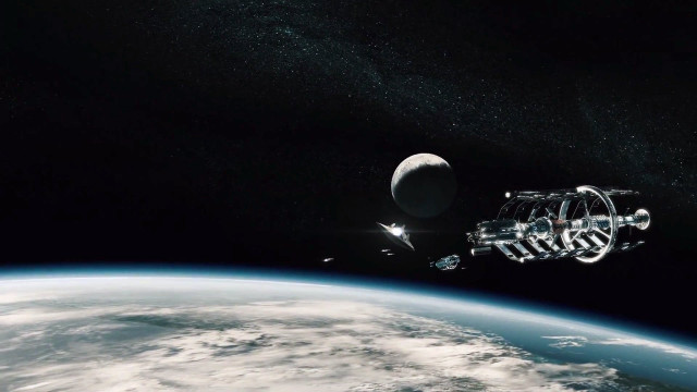 Space station earth moon satellite free wallpaper - medium preview image