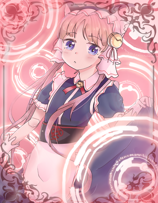 Anime character pink background swirls free wallpaper - medium preview image