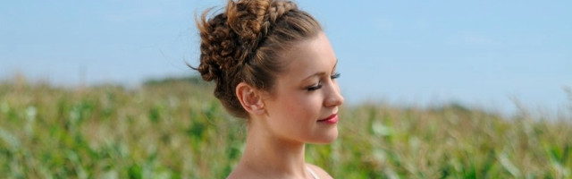 Woman bun field grass looking free wallpaper - medium preview image