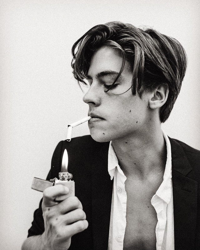 Man smoking cigarette lighter mouth free wallpaper - medium preview image