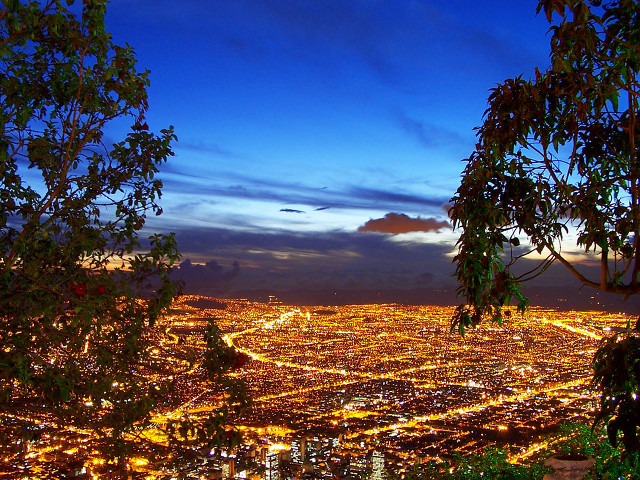 City night hilltop view lights free wallpaper - medium preview image