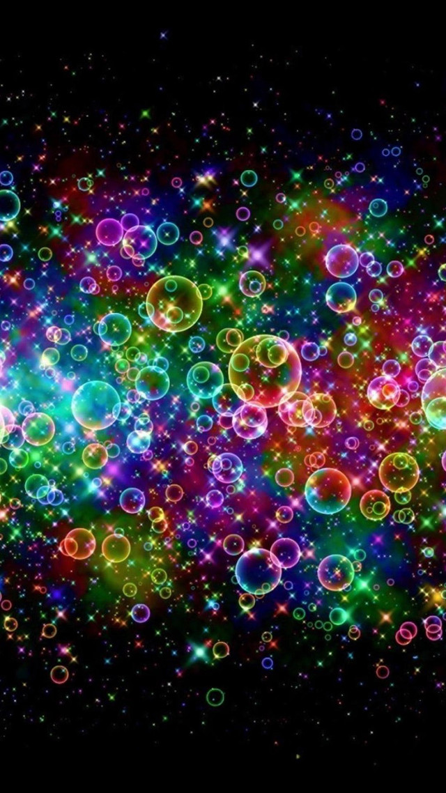 Bubbles floating black background colorful free wallpaper - medium preview image
