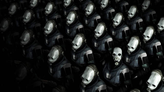 Masked people dark room black free wallpaper - medium preview image