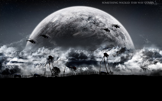 Birds flying moon clouds fence free wallpaper - medium preview image