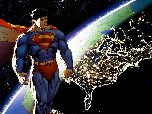 Superman standing earth cape head free wallpaper - medium preview image