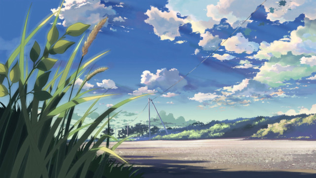 Landscape clouds grass foreground blue free wallpaper - medium preview image