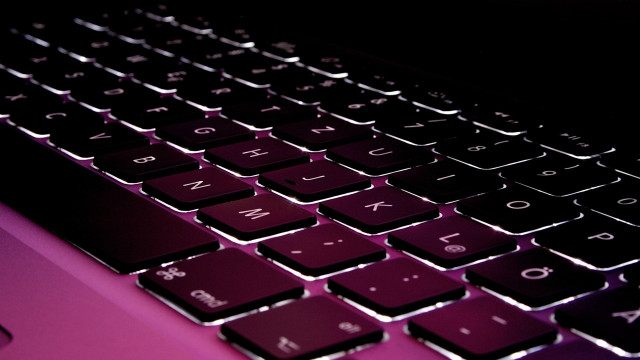 Keyboard closeup purple black white free wallpaper - medium preview image