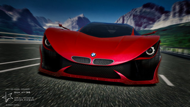 Red car driving road mountains #4 free wallpaper - medium preview image